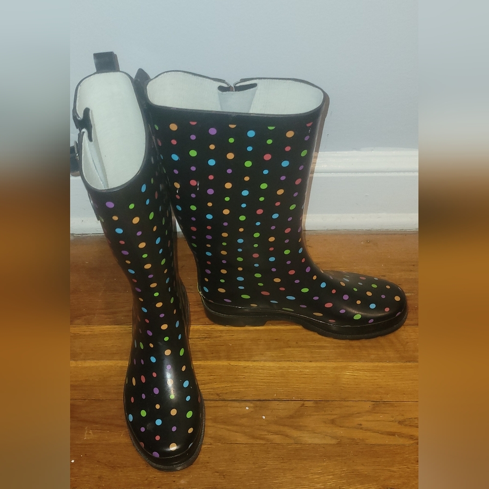 Western Chief Black Polka Dot Rain Boots